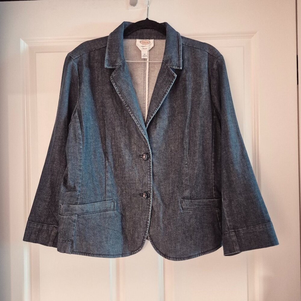 Talbots 16 Dark Denim Stretch Blazer, Excellent Condition, Machine Washable!